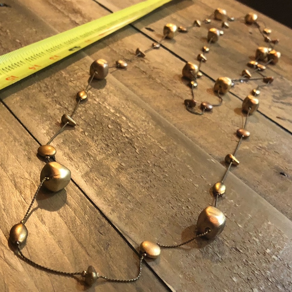 Long gold/brass/warm undertone necklace,Wrap 2X